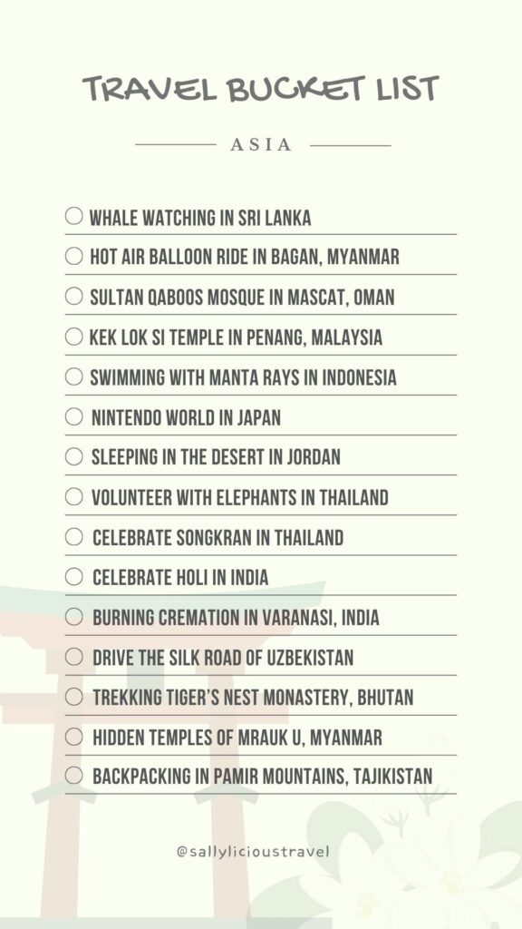 travel bucket list asia